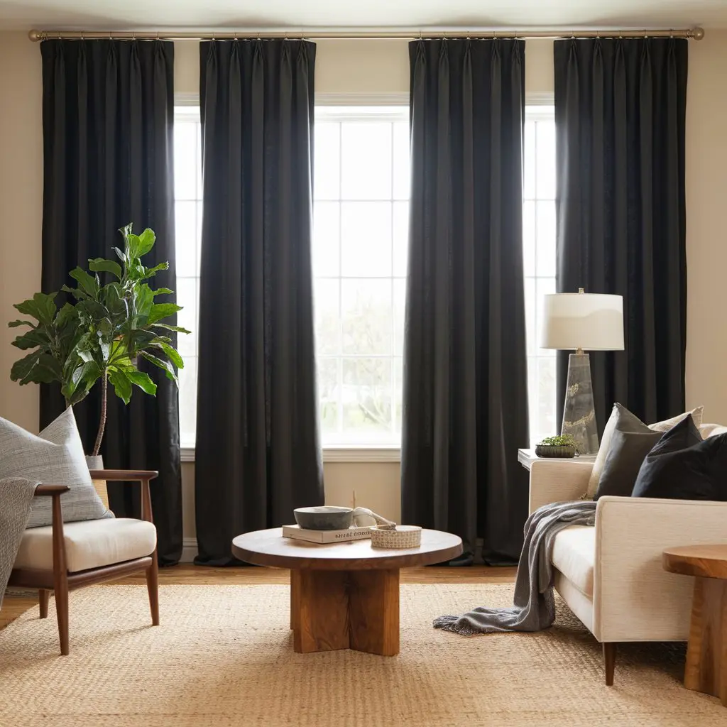 a photo of a room with black curtains drawn across 3EcA51QHT6SID4sHIT9HIg